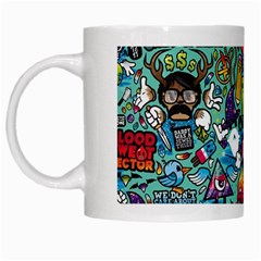 Colorful Drawings Pattern White Mugs by Nexatart