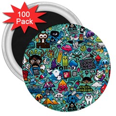 Colorful Drawings Pattern 3  Magnets (100 Pack) by Nexatart