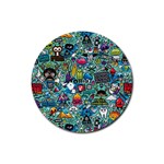 Colorful Drawings Pattern Rubber Coaster (Round)  Front