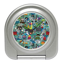 Colorful Drawings Pattern Travel Alarm Clocks by Nexatart