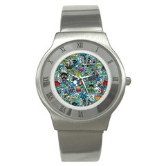 Colorful Drawings Pattern Stainless Steel Watch by Nexatart