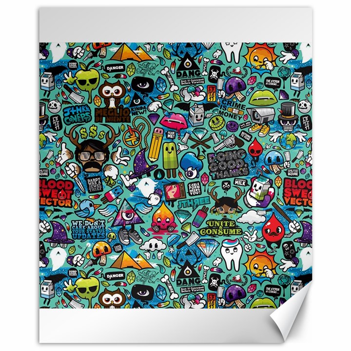 Colorful Drawings Pattern Canvas 11  x 14  