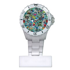 Colorful Drawings Pattern Plastic Nurses Watch by Nexatart