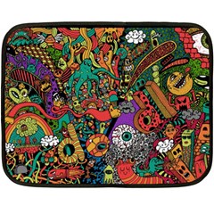 Monsters Colorful Doodle Double Sided Fleece Blanket (mini)  by Nexatart