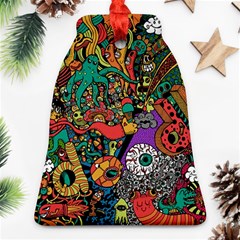 Monsters Colorful Doodle Bell Ornament (two Sides) by Nexatart