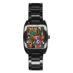 Monsters Colorful Doodle Stainless Steel Barrel Watch by Nexatart