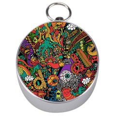 Monsters Colorful Doodle Silver Compasses by Nexatart