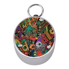 Monsters Colorful Doodle Mini Silver Compasses by Nexatart