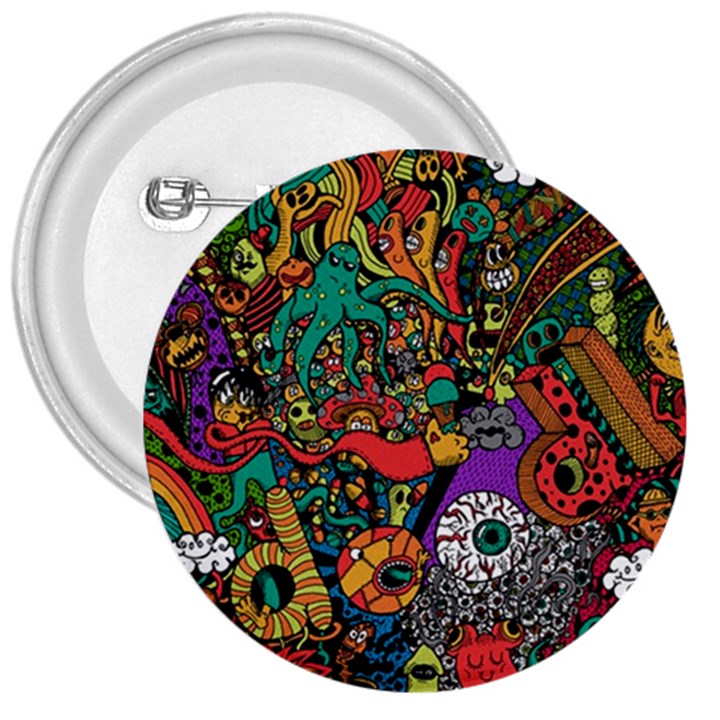 Monsters Colorful Doodle 3  Buttons