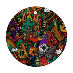 Monsters Colorful Doodle Ornament (round) by Nexatart