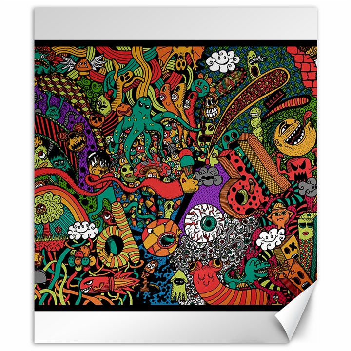 Monsters Colorful Doodle Canvas 8  x 10 