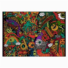 Monsters Colorful Doodle Large Glasses Cloth by Nexatart