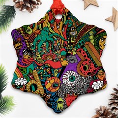 Monsters Colorful Doodle Ornament (snowflake) by Nexatart