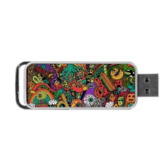 Monsters Colorful Doodle Portable Usb Flash (one Side) by Nexatart