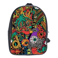 Monsters Colorful Doodle School Bags (xl)  by Nexatart