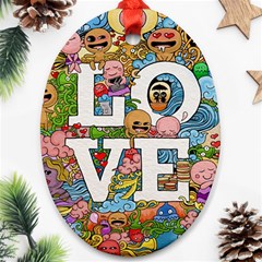 Doodle Art Love Doodles Ornament (oval)