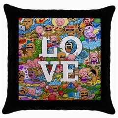 Doodle Art Love Doodles Throw Pillow Case (black) by Nexatart