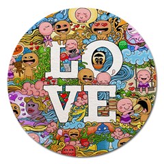 Doodle Art Love Doodles Magnet 5  (round) by Nexatart