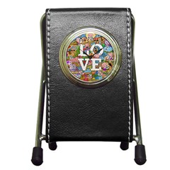 Doodle Art Love Doodles Pen Holder Desk Clocks by Nexatart