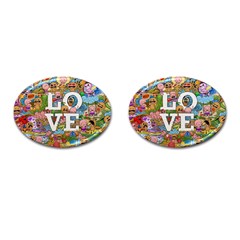 Doodle Art Love Doodles Cufflinks (oval) by Nexatart