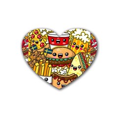 Cute Food Wallpaper Picture Rubber Coaster (heart)  by Nexatart