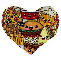 Cute Food Wallpaper Picture Large 19  Premium Heart Shape Cushions by Nexatart