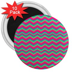 Retro Pattern Zig Zag 3  Magnets (10 Pack)  by Nexatart