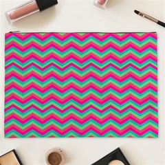 Retro Pattern Zig Zag Cosmetic Bag (xxl)  by Nexatart