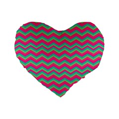 Retro Pattern Zig Zag Standard 16  Premium Flano Heart Shape Cushions by Nexatart