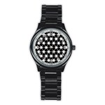 Star Egypt Pattern Stainless Steel Round Watch Front