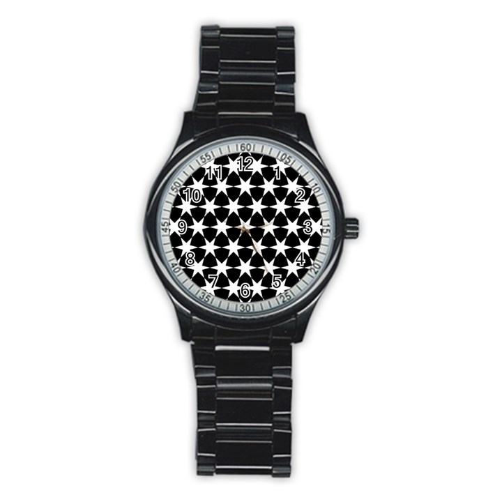 Star Egypt Pattern Stainless Steel Round Watch