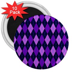 Static Argyle Pattern Blue Purple 3  Magnets (10 Pack)  by Nexatart