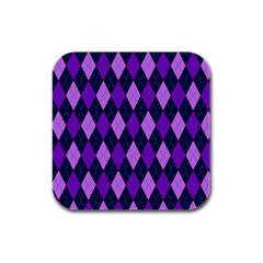 Static Argyle Pattern Blue Purple Rubber Square Coaster (4 Pack)  by Nexatart