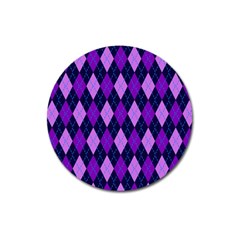 Static Argyle Pattern Blue Purple Magnet 3  (round) by Nexatart