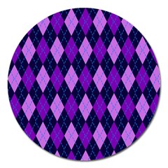 Static Argyle Pattern Blue Purple Magnet 5  (round) by Nexatart