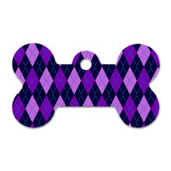 Static Argyle Pattern Blue Purple Dog Tag Bone (one Side) by Nexatart