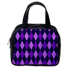 Static Argyle Pattern Blue Purple Classic Handbags (one Side) by Nexatart