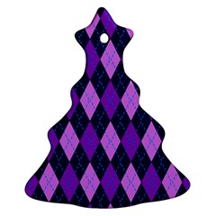 Static Argyle Pattern Blue Purple Christmas Tree Ornament (two Sides) by Nexatart