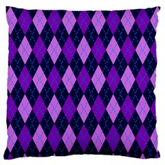 Static Argyle Pattern Blue Purple Large Flano Cushion Case (one Side) by Nexatart