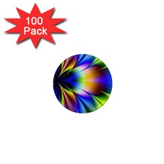 Bright Flower Fractal Star Floral Rainbow 1  Mini Magnets (100 Pack)  by Mariart