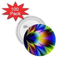 Bright Flower Fractal Star Floral Rainbow 1 75  Buttons (100 Pack) 