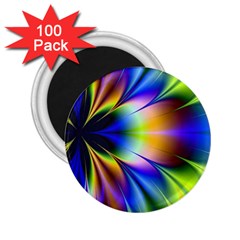 Bright Flower Fractal Star Floral Rainbow 2 25  Magnets (100 Pack) 