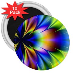 Bright Flower Fractal Star Floral Rainbow 3  Magnets (10 Pack)  by Mariart