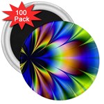 Bright Flower Fractal Star Floral Rainbow 3  Magnets (100 pack) Front