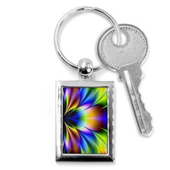 Bright Flower Fractal Star Floral Rainbow Key Chains (rectangle) 