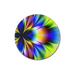 Bright Flower Fractal Star Floral Rainbow Magnet 3  (round) by Mariart