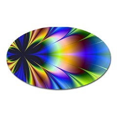 Bright Flower Fractal Star Floral Rainbow Oval Magnet