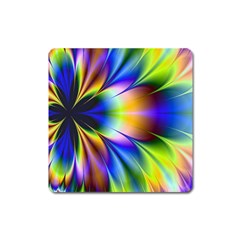 Bright Flower Fractal Star Floral Rainbow Square Magnet by Mariart