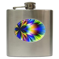 Bright Flower Fractal Star Floral Rainbow Hip Flask (6 Oz) by Mariart