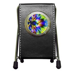 Bright Flower Fractal Star Floral Rainbow Pen Holder Desk Clocks by Mariart